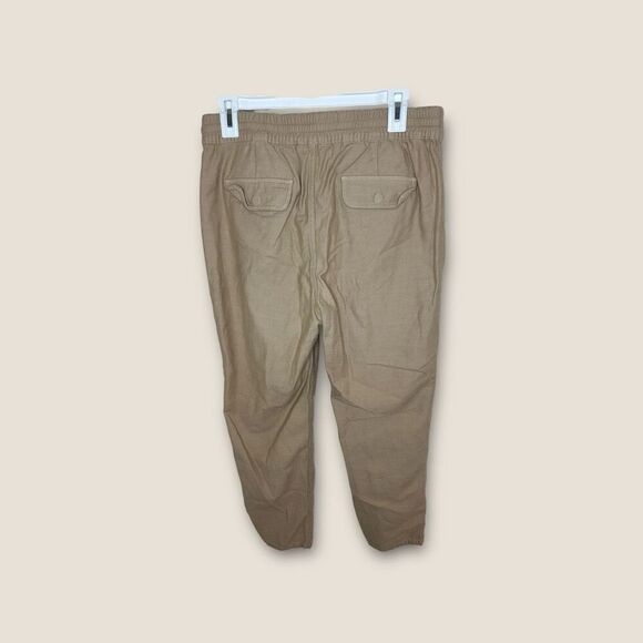 J. Crew Tie Waist Camp Pant Tan Pull On Ankle - Picture 3 of 6